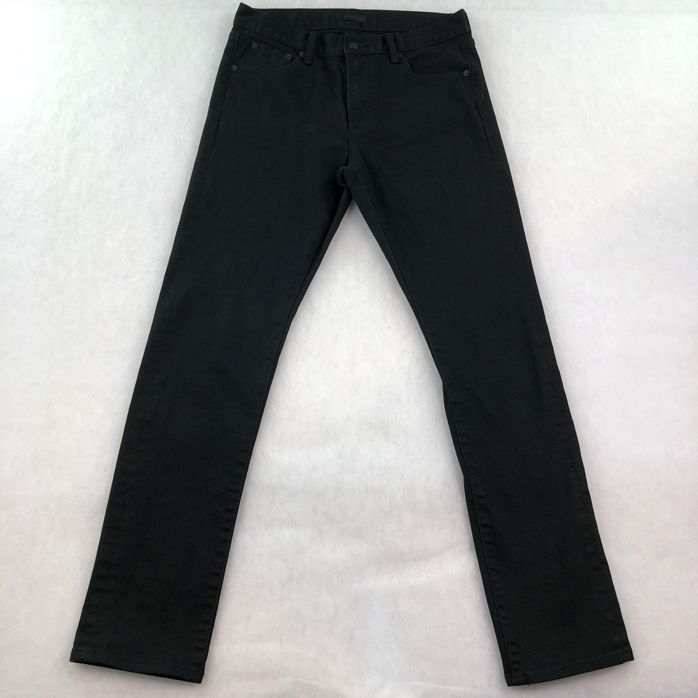 Uniqlo Mens 30x32 Black Cotton Spandex Slim Straight Fit Jeans
